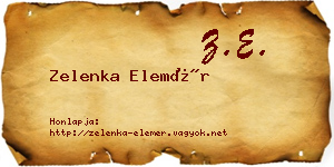 Zelenka Elemér névjegykártya